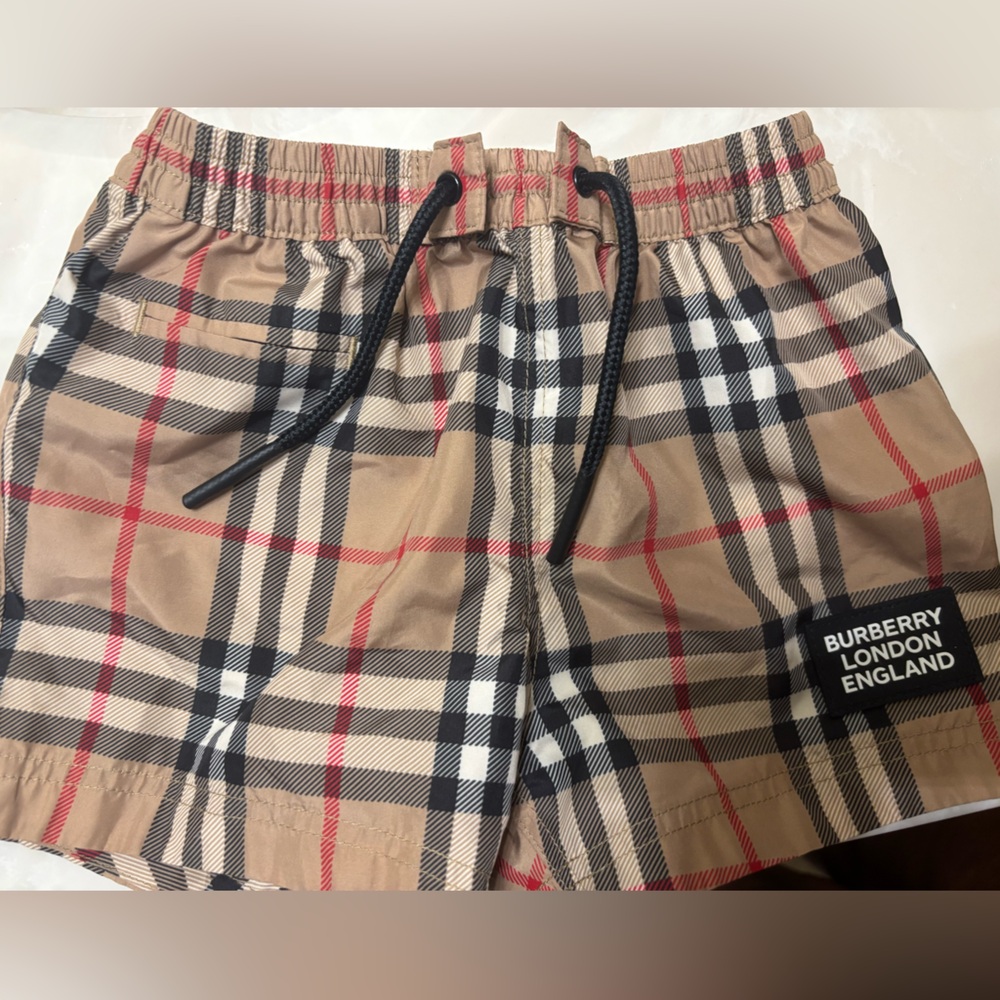 Burberry Beige and Red Checkered Fabric